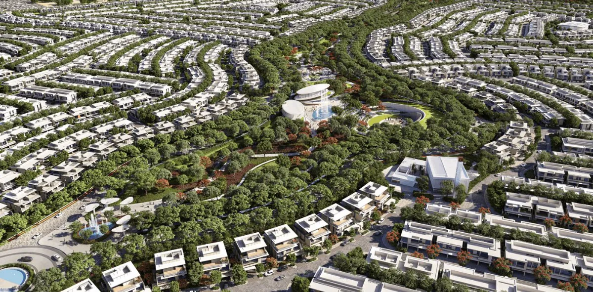 Aerial view of the Azizi Florence community and central park
