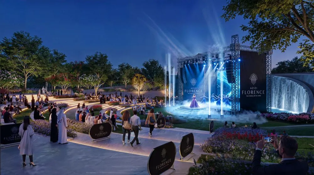 Outdoor theatre stage at night